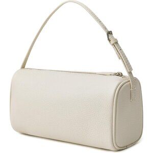 Chic Off-White Mini Barrel Purse: Designer Leather Hobo with Two-Way Strap